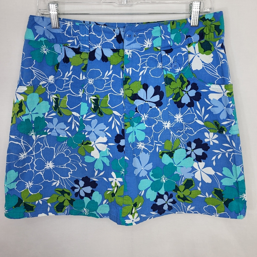 White Stag SKORT Womens Size 8 Blue Green Floral Stretch Pockets Skirt w Shorts - Picture 12 of 13